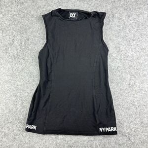 Ivy Park Open Back Tank Top Womens S Black White Logo Band Athletic Gym Workout
